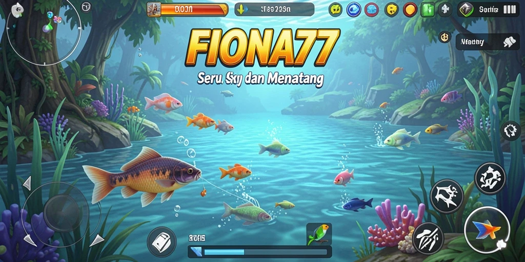 Tangkapan ikan besar dalam FIONA77 dengan latar belakang danau indah.