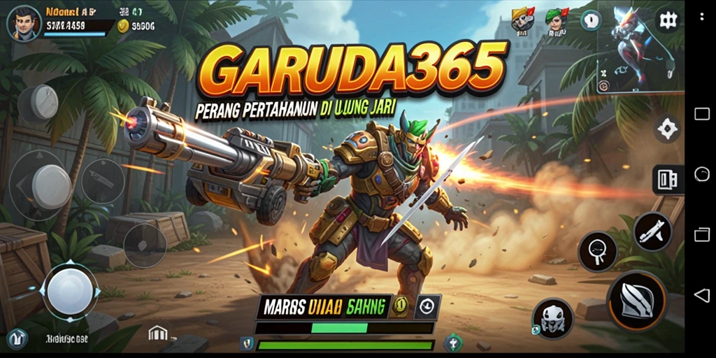 Screenshot GARUDA365 menampilkan aksi menara pertahanan yang seru.