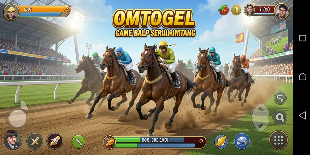 Screenshot utama OMTOGEL menampilkan aksi balap yang intens dan grafis memukau.