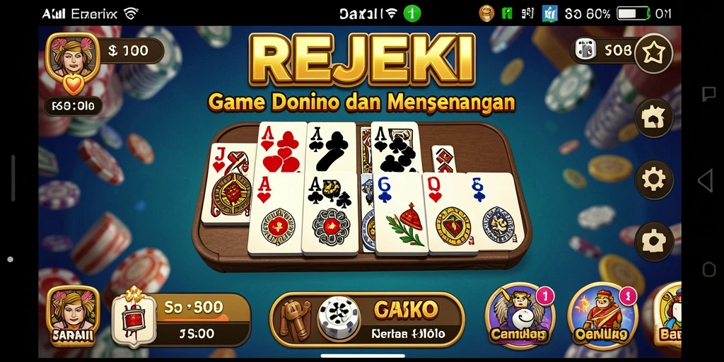 Tampilan gameplay menarik dari REJEKI saat bermain Domino.