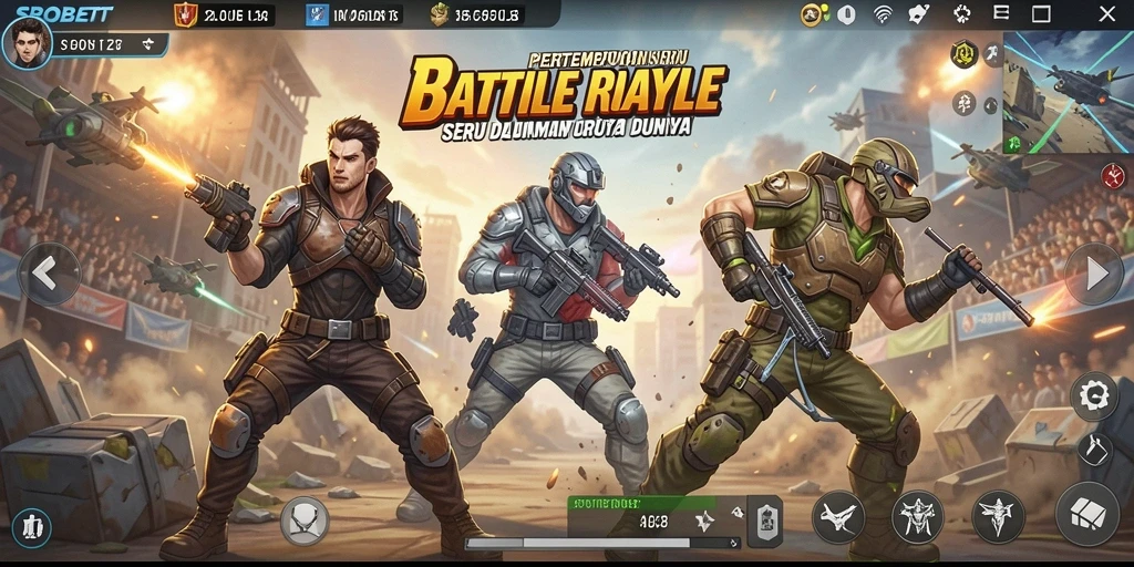 Gameplay SBOBET yang menegangkan saat bertempur di arena Battle Royale.